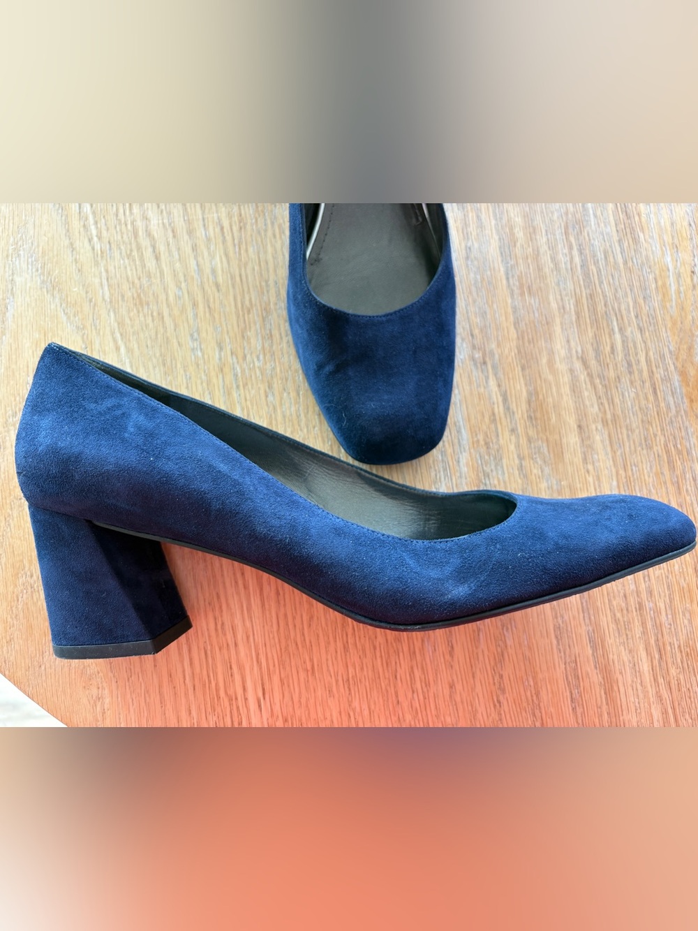 Stuart Weitzman Navy Suede Block Heel Pumps